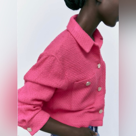 Textured weave overshirt fuchsia pink - Picture 2 of 5